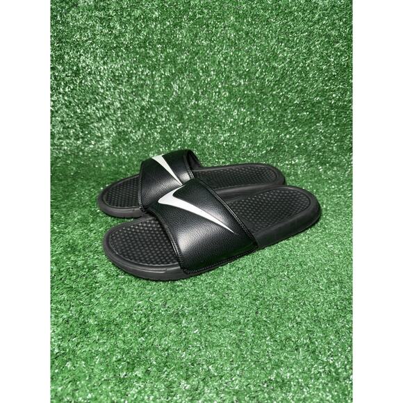 Nike Benassi JDI Sandals Mens Size 11 Black Swoosh Logo Slip On Slides Comfort - Picture 4 of 8